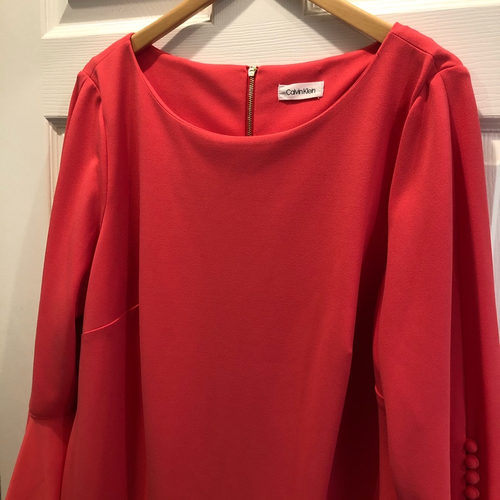 Calvin Klein Chiffon Sleeve Sheath Dress, 16w